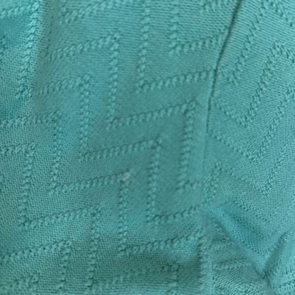 Alfred Dunner Chevron Knit Short-Sleeve Turquoise Sweater Top L Acrylic Blend Wo - Picture 5 of 8